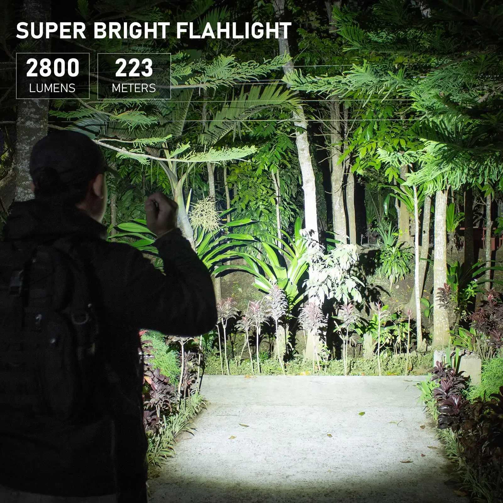 Sofirn SC28 Powerful Light Tactical XHP50B HD Rechargeable Flashlight 2800 Lumens Lantern EDC Torch IPX8 for Hunting Fishing C251122