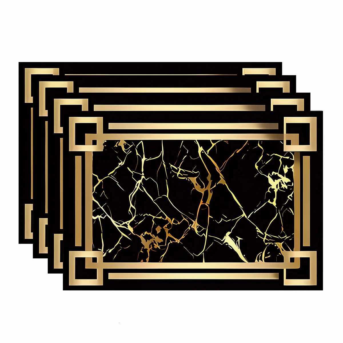 VIKAMA4/6/8/10pcs Black Gold Luxury Tableware Placemats Kitchen Coasters Dining Table Mats Party Decorative Placemats Home Decor C251122