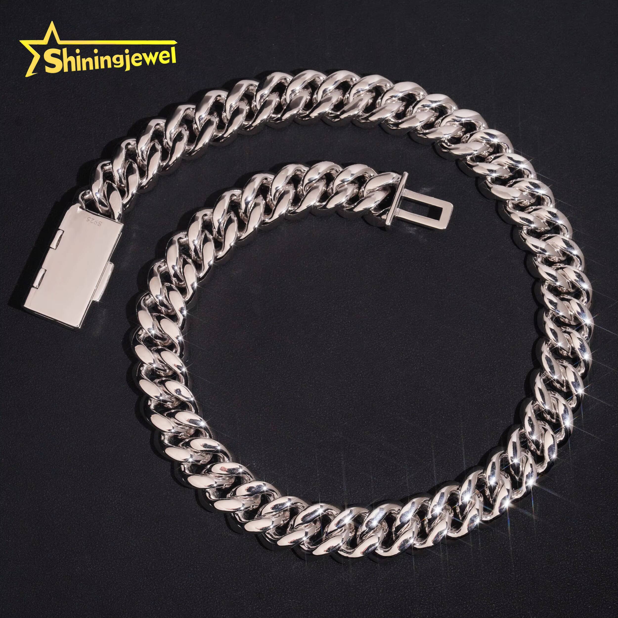 Hot Sale 10mm 13mm 15mm 18mm 3Rows 925 Silver Moissanite Diamond Cuban Chain VVS Chain Hip Hop Men Cuban Link