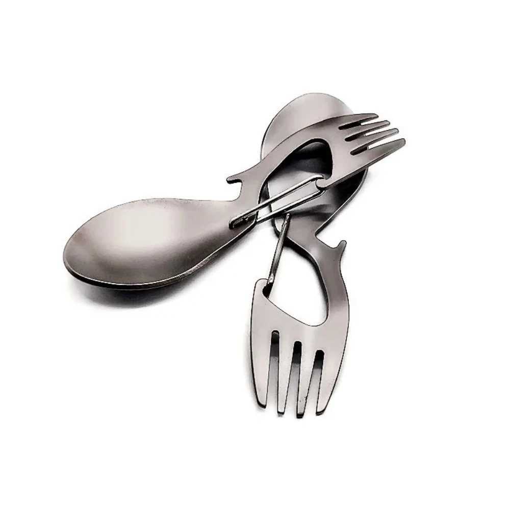 Multi functional pure titanium dualuse fork spoon light titanium alloy spoon outdoor camping tableware spoon 1PC J251121