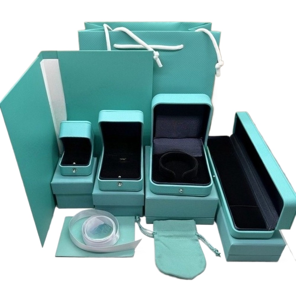 classic blue jewelry gift box set for necklace ring bracelet - premium leather-style storage case luxury velvet jewelry organizer