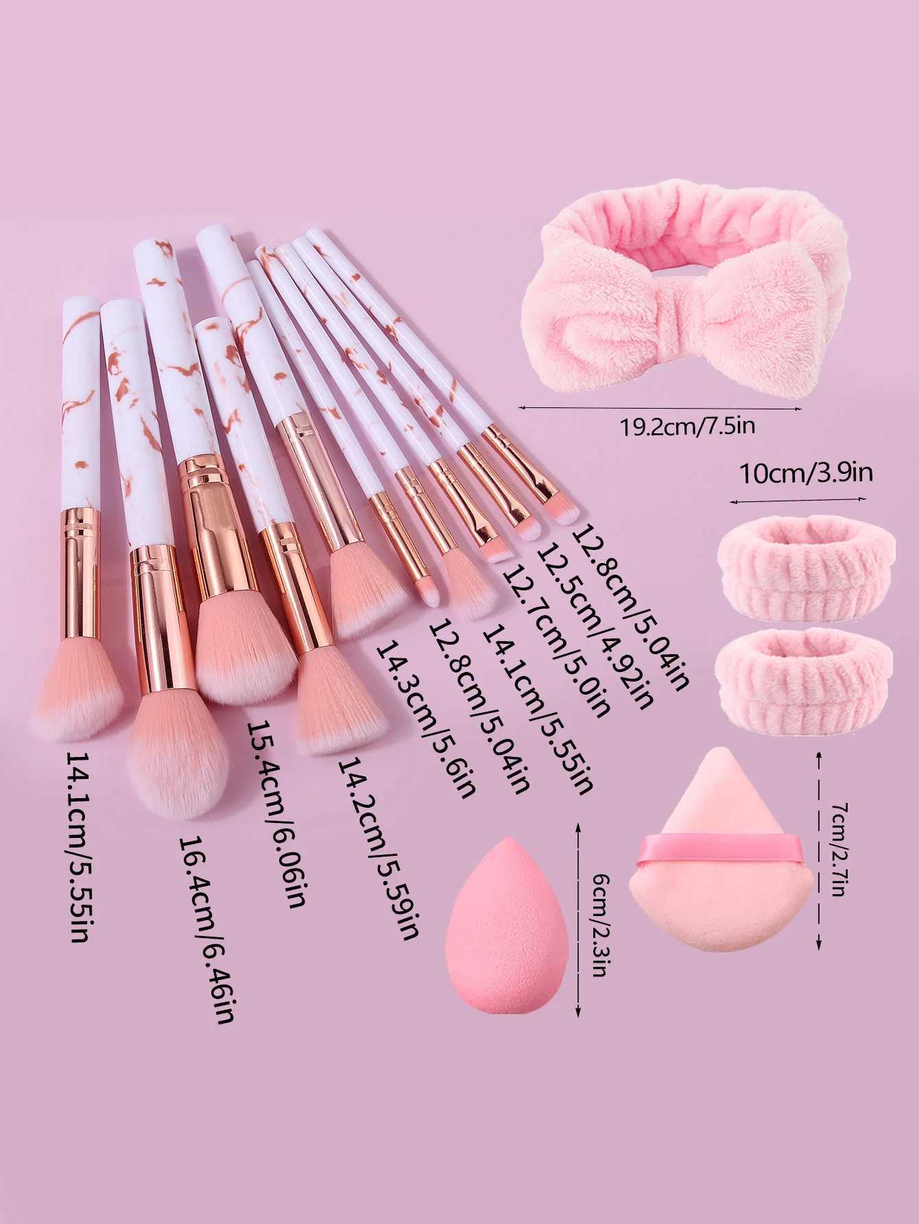 The 17PCS makeup brush set includes a multi-functional makeup set brush a sponge powder puff and a hair band/wrist strap C251122