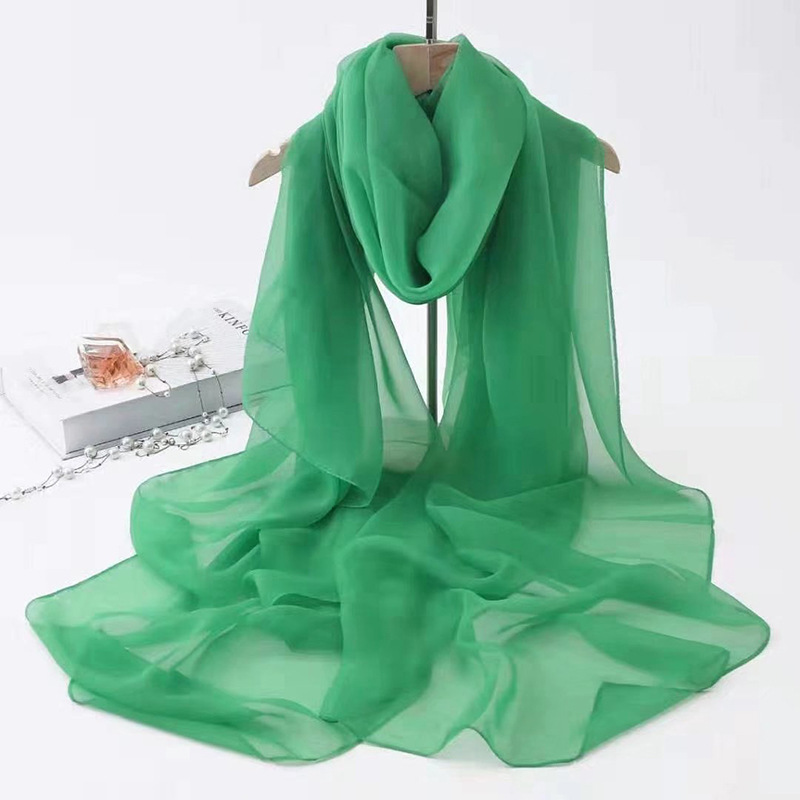 K473 Travel silk scarf for women, spring and summer, soft yarn beach towel, sunscreen shawl, thin yarn scarf, solid color, long dual-purpose scarf