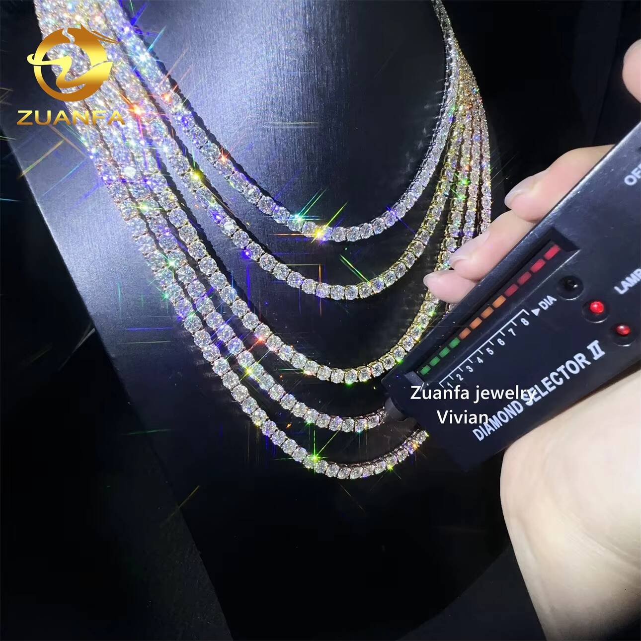 5mm 925 Sterling Silver Tennis VVS Moissanite Lab Diamond Fine Jewelry Hip Hop Tennis Chain Bracelet Necklace