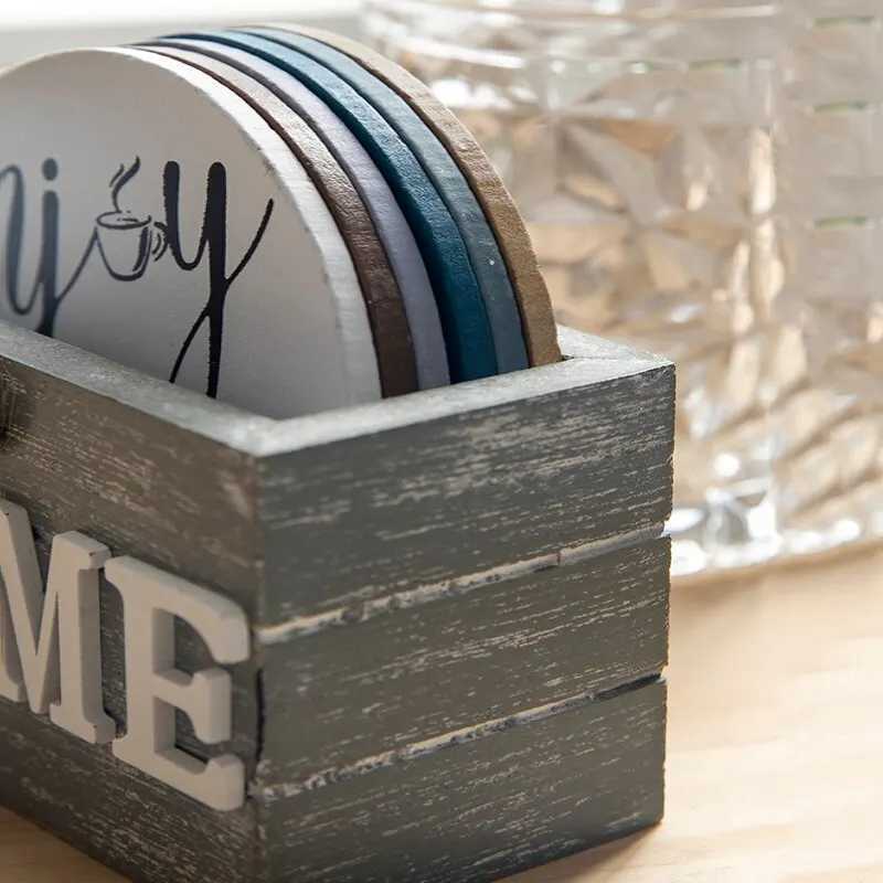 Home Love Wooden Set Lnsulated Coasters Kitchen Tableware Anti Scald And Household Use Cup Trays Decor Accessories C251122