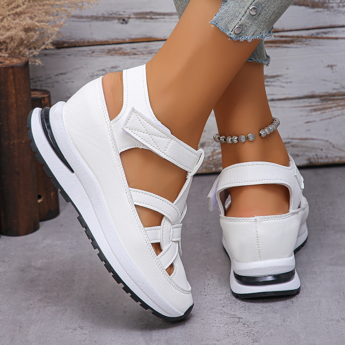 CMM Designer Luxury Plus Size Sandals Women 2025 Spring New Velcro Women's Shoes Fashion Hundred Slippers