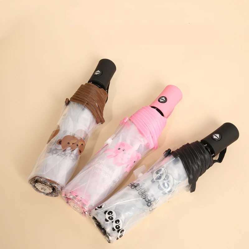 Umbrella Panda Automatic Umbrella Pink Rabbit Brown Bear Transparent Umbrella Unisex High Quality Gift Umbrella BusinessUmbrellaM251122