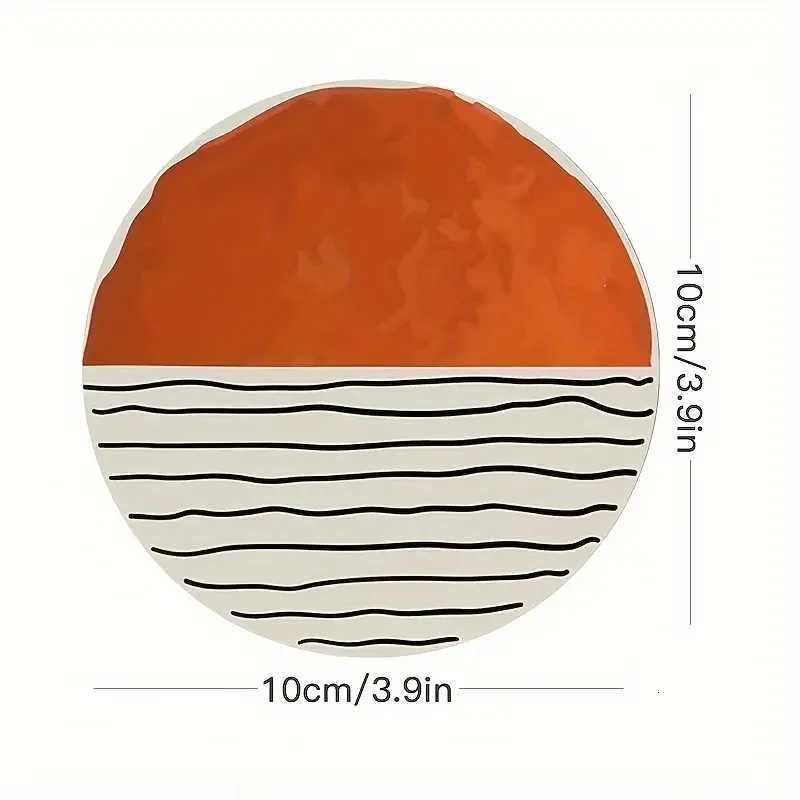 6 pieces/set of circular patterned wooden anti-slip coasters suitable for home offices and theme party decoration C251122