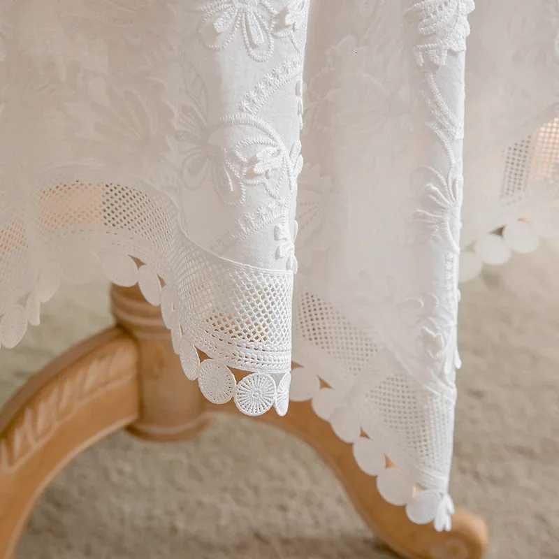White Embroider Lace Luxury Tablecloth for Wedding Party Living Room Bedroom Table Cloth American Table Decoration C251122