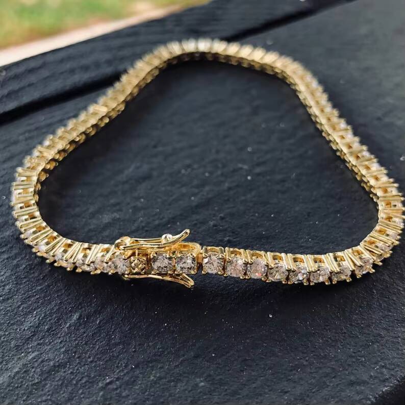 3mm 4mm Moissanite Bracelets Hiphop Iced Out Chain VVS 925 Sterling Silver Bling Moissanite Tennis Bracelet