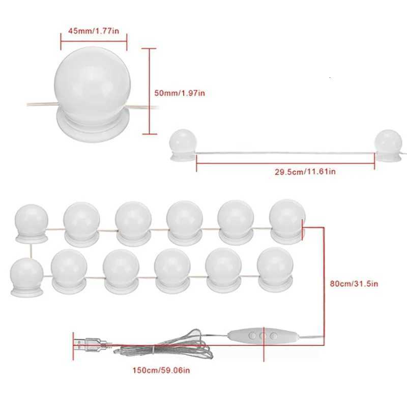 4/6/10 Pcs LED Detachable Bulbs Professional Makeup Mirror Lamp USB Power Cosmetic Mirror Light Vanity Lights M251122