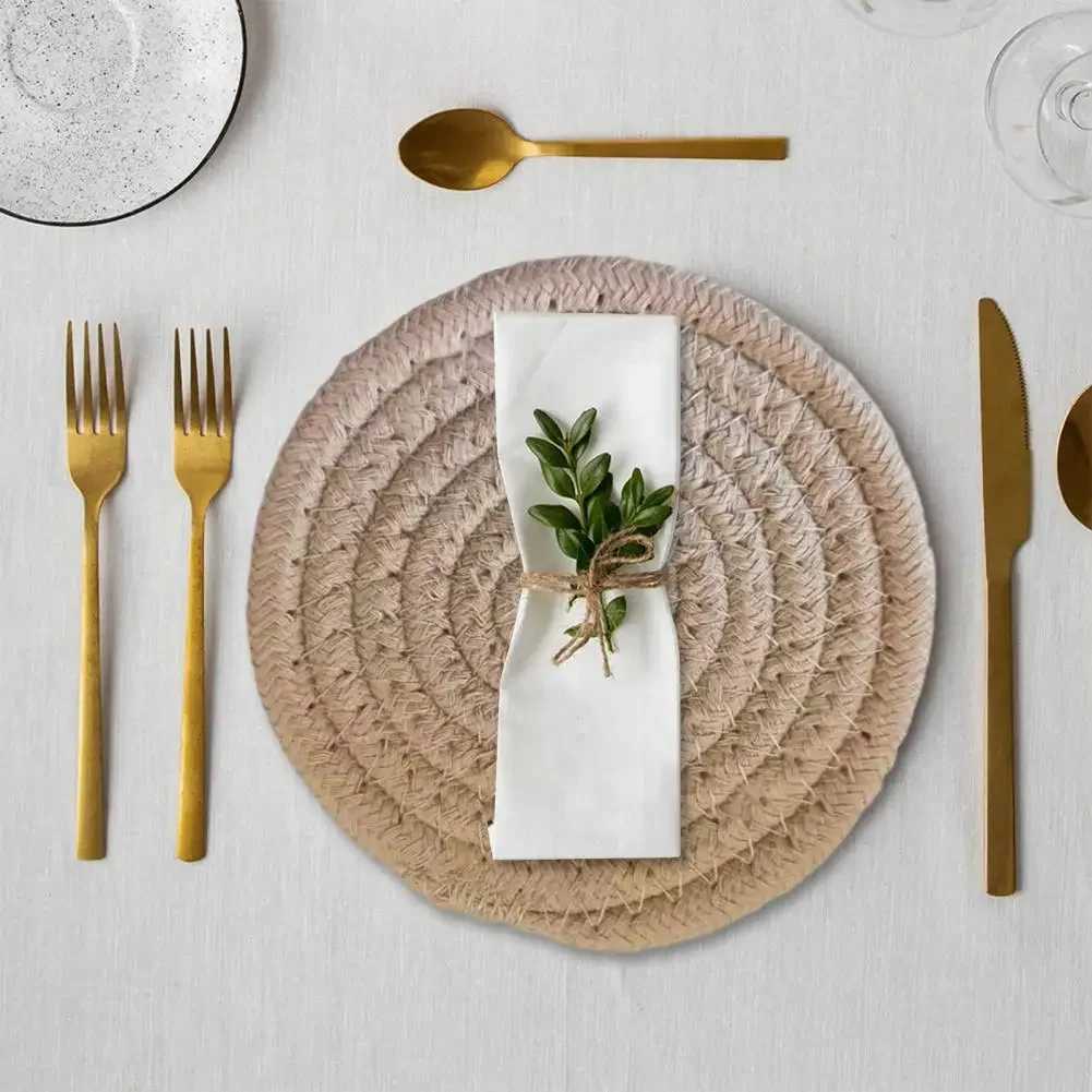 Anniversary Gift Coasters Handwoven Cotton Coaster Trivet Set Heat-resistant Kitchen Mats Natural Cotton for Cooking for Friends C251122