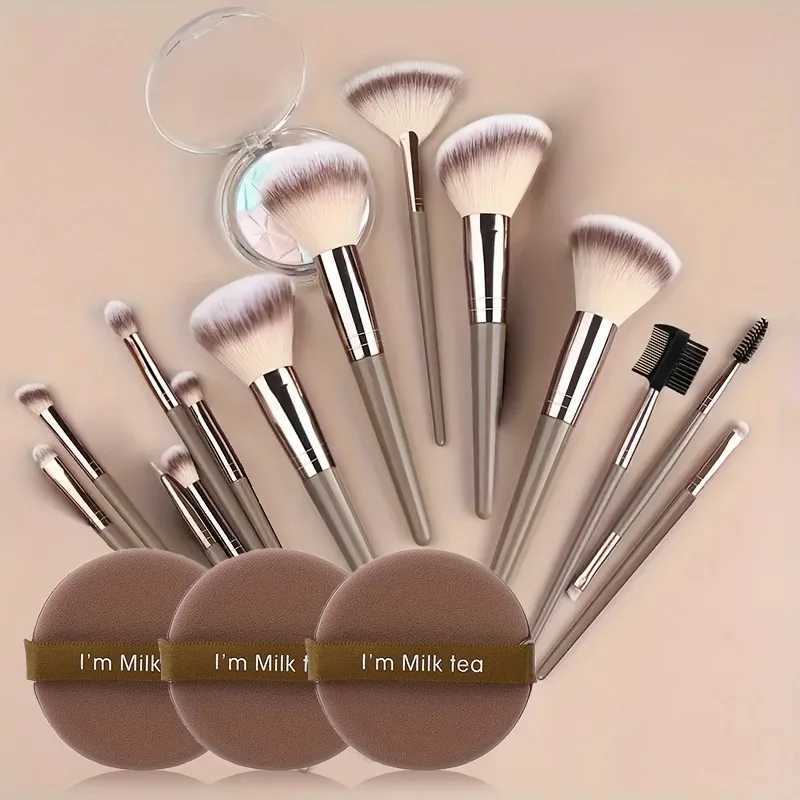 15-Piece Premium Makeup Brush Set with Blending Sponge - Ultra Soft Synthetic Hair Complete Cosmetic Kit Ideal Gift Travel C251122