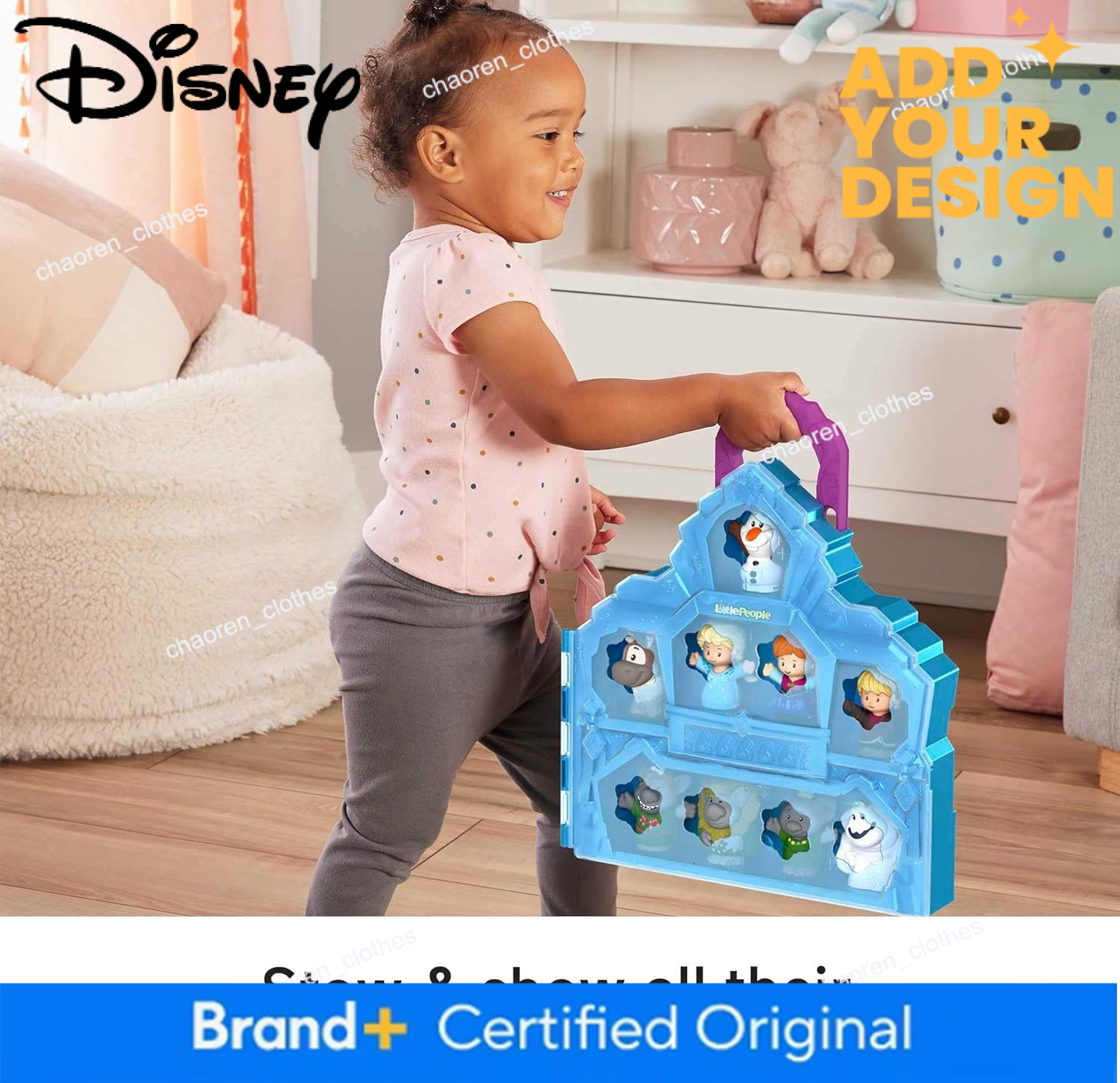 Custom Fisher Price Little People Toddler Toy Disney Frozen Carry Along Castle Case Playset with Figures for Pretend Play Kids Ages