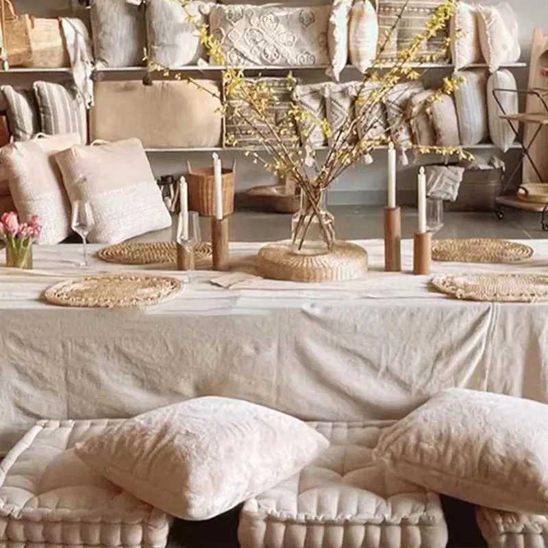 French Cream Style Household Tablecloths Wedding Parties Holiday Kitchen Tablecloths Soft Pleated Texture Beige Tablecloths C251122