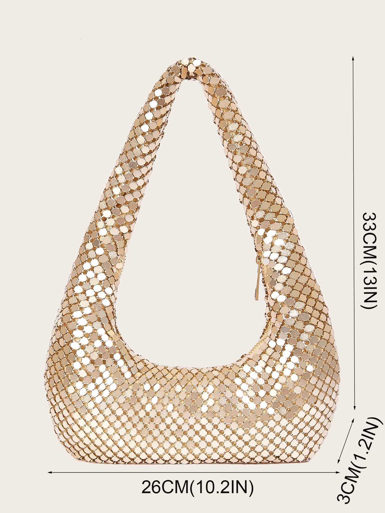 Womens Evening Bag Aluminum Sequin Armpit Bag with Zipper Lightweight Casual Handbag Party Sparkling Shoulder Mobile Phone Bag K251121