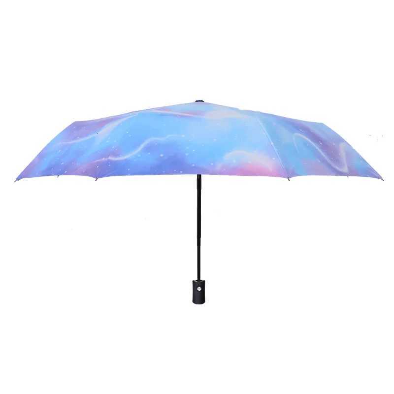 Umbrella Automatic Folding Womens Umbrella Three-folding Umbrella Windproof Starry Sky Color Creative Sun Umbrella ParasolM251122