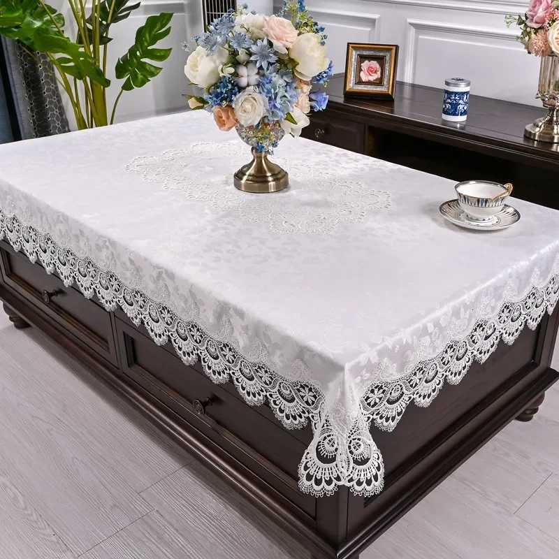 Table Cloth Rectangle White TableCloth Dining Table Cover Table Juppe Luxury Embroidered Lace Chair Cover Elegant Home Decor Wed C251122