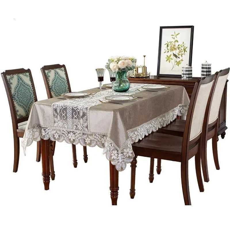 Table Cloth Coffee Gold Velvet Table Juppe Embroidered Luxury Dining Table Cover Rectangle TableCloth Lace Dust Cover Home Decor C251122