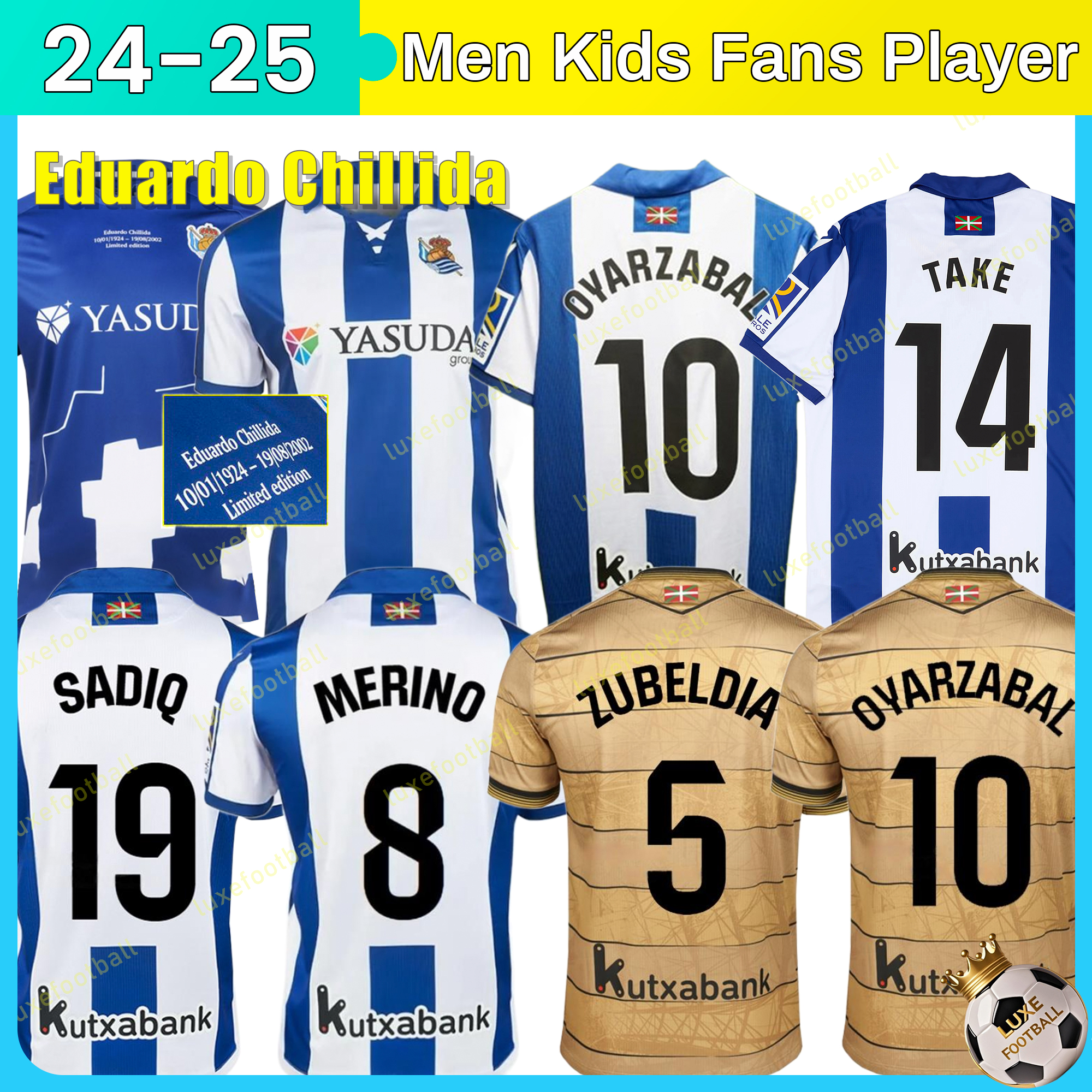 OYARZABAL 24 25 Real Sociedad Soccer Jerseys CHO TAKE KUBO ANDRE SILVA BRAIS MENDEZ MERINO LE CARLOS NORMAND 2025 home away Men and kids football shirt kit