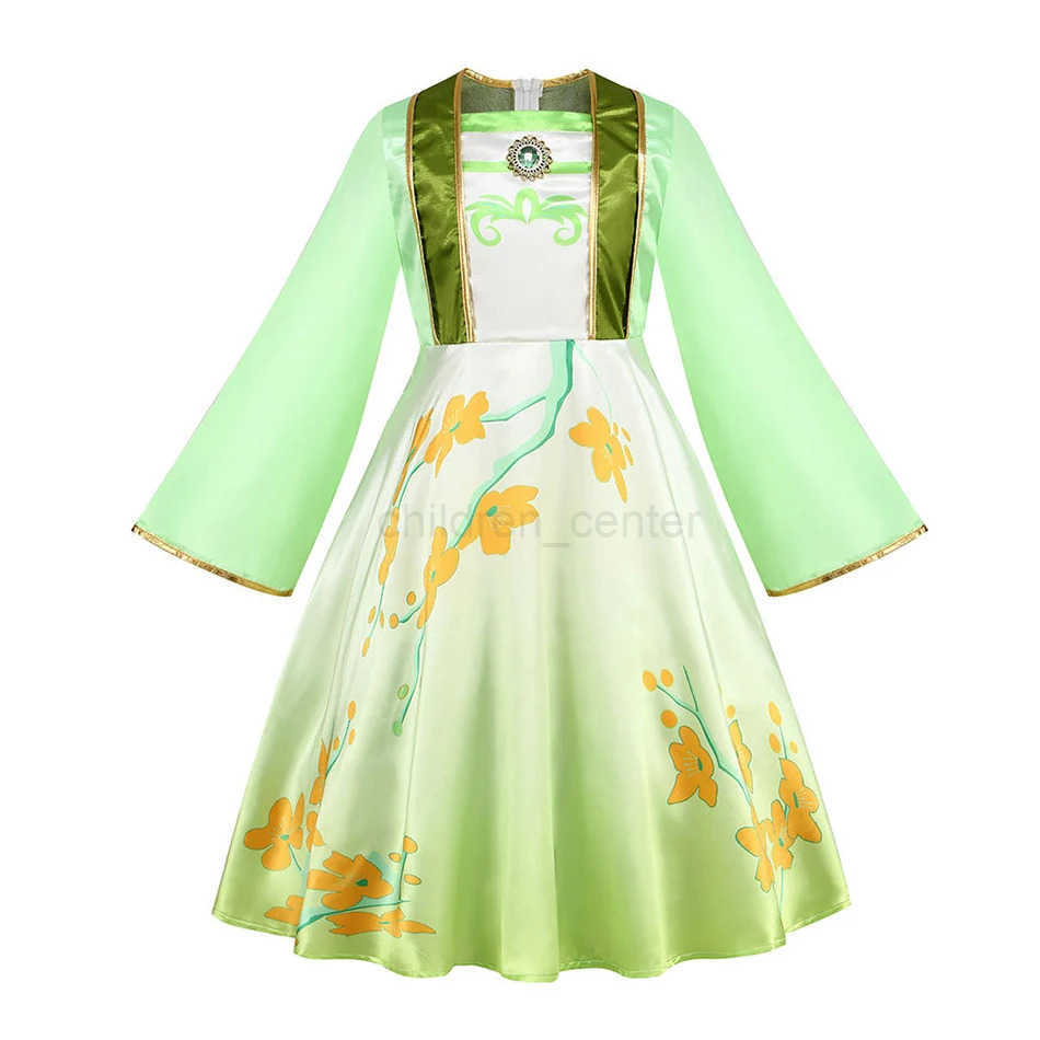 Disney Childrens Hanfu Traditional Costume Girl Mulan Role Playing Princess Dress Childrens Halloween Birthday Party Performance Costume W20250421