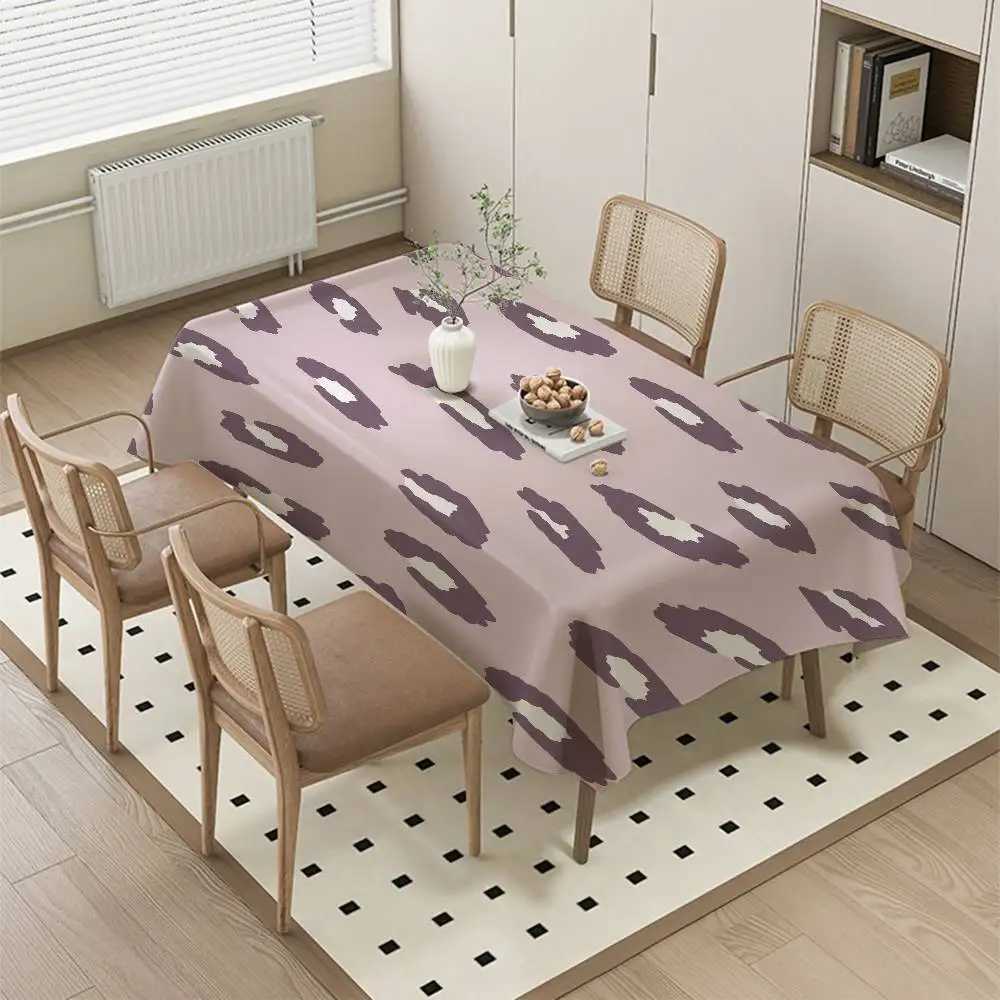 Animal Fur Leopard Print Home Tablecloth - Waterproof Anti-Stain Rectangular For Dining Decor Accessories C251122