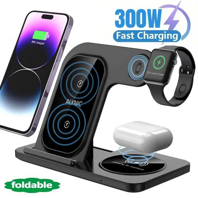 300W Fast Wireless Charger Stand Pad Foldable Fast Charging Station Dock for iPhone 16 15 14 13 12 Pro Max Watch Airpods Y251122