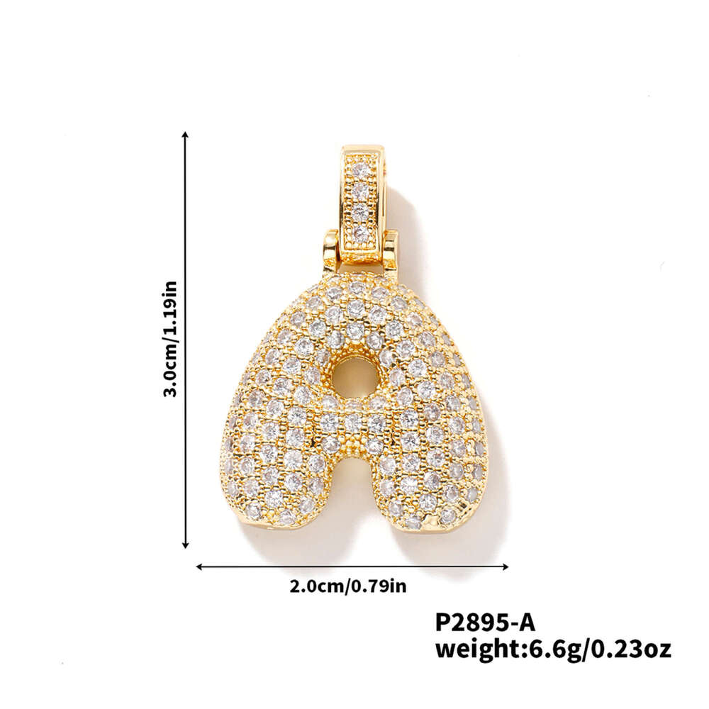 Hot selling collarbone chain copper inlaid zircon 26 English letters fat pendant hip-hop trendy necklace
