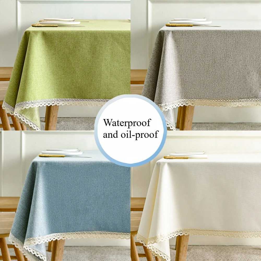 Home dining room waterproof oil-proof no-wash solid-color tablecloths rectangular dining table and coffee table tablecloths C251122