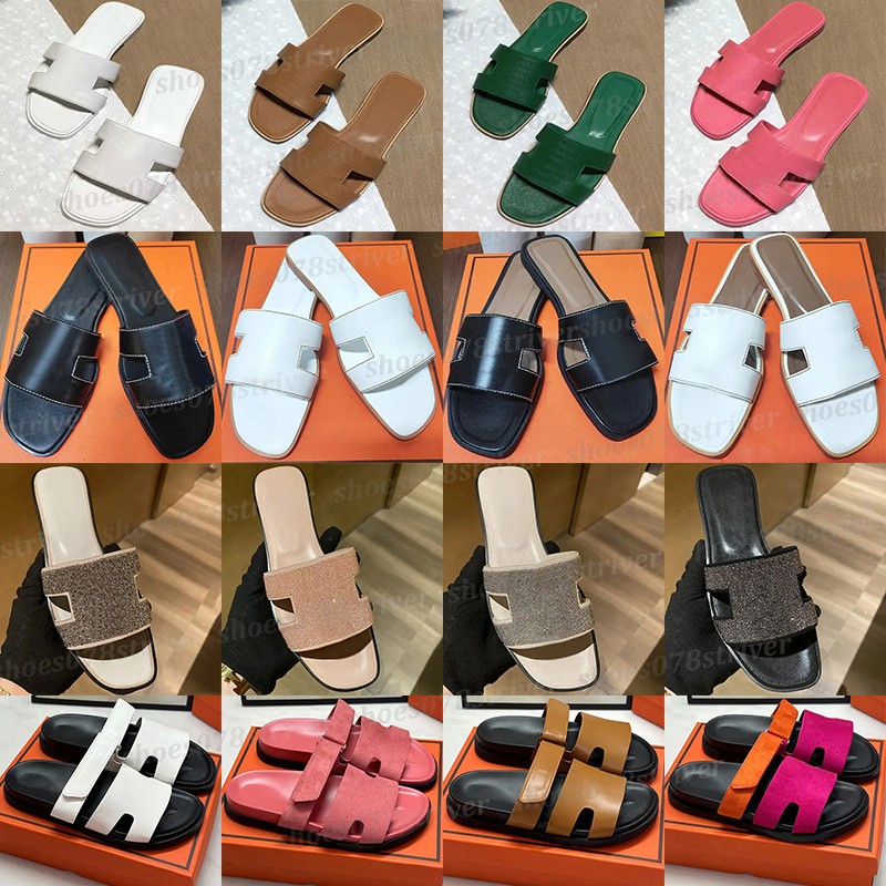 designer slippers womens sandals slides triple black white brown red pink blue green ladies leather shoes slipper sandale femme pantoufle