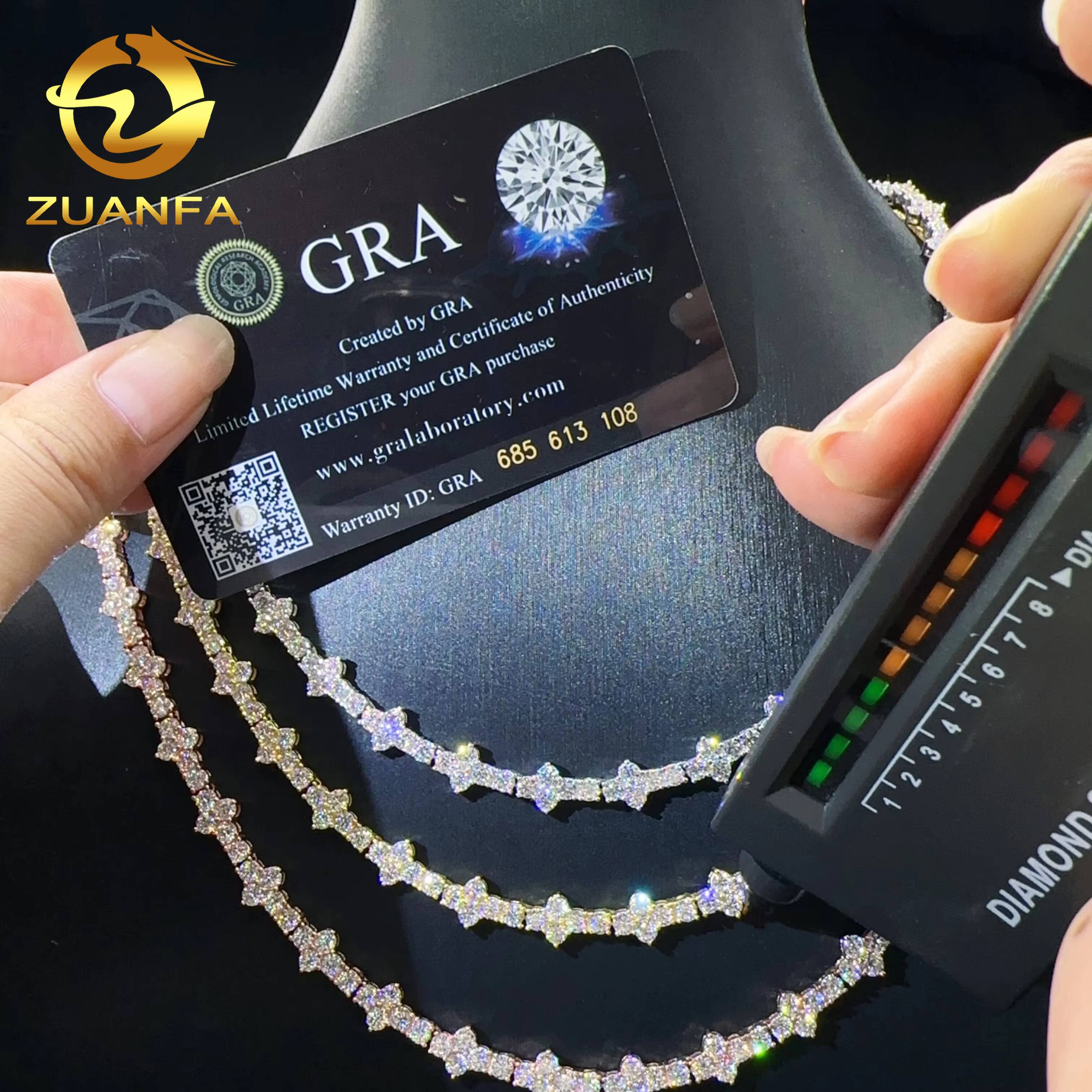 Wholesale Price 3mm Necklace Silver 925 Vvs Moissanite Lab Diamond Iced Out Hip Hop Jewelry Cross Tennis Bracelet Chain