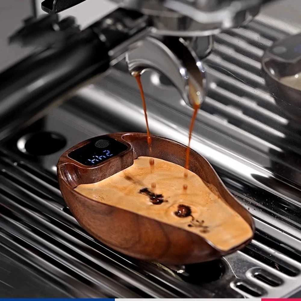 Wooden Walnut Color Tea Coffee Espresso Scale Weigh Digital Coffee Scale with Timer 01g 001oz Resolution 03 to 200g RechargeM251122