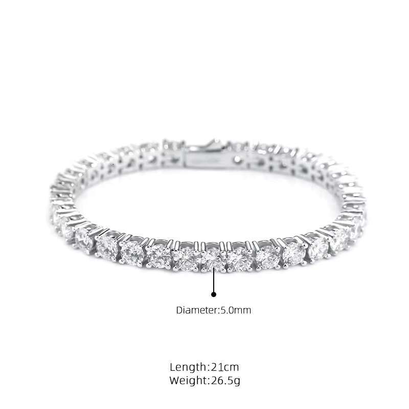 925 Sterling Silver Full Diamond Jewelry GRA Certificate Eternity Moissanite Tennis Bracelet for Women