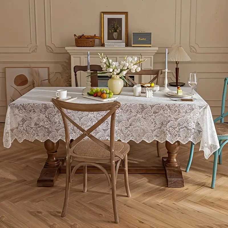 1pc new style French peony lace tablecloth suitable for parties dining table and home decoration C251122