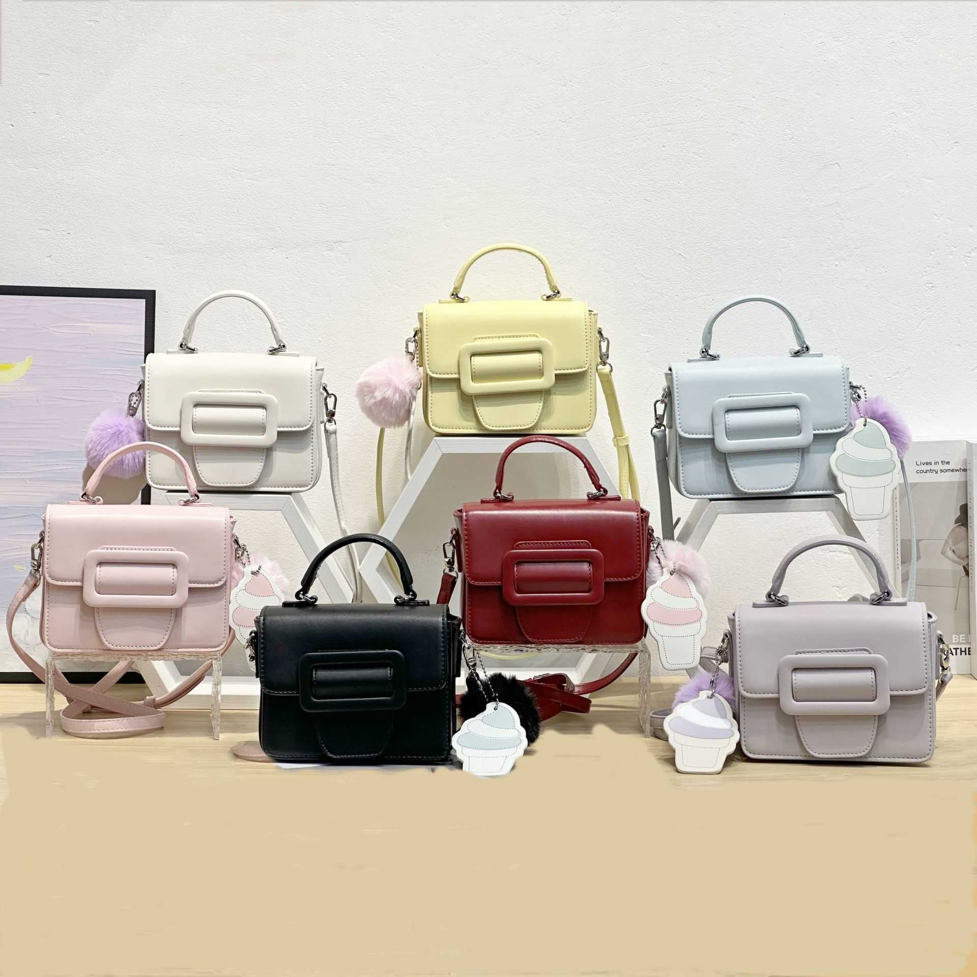 Macaron ice cream bag 2025 new niche design sweet style small square bag simple and versatile crossbody bag