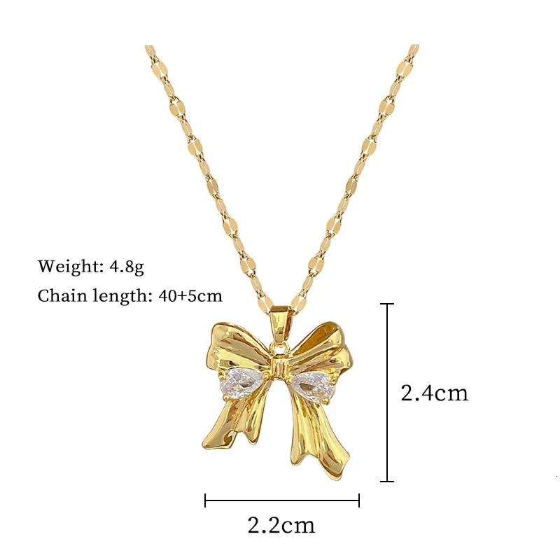DIEYURO 316L Stainless Steel Butterfly Flower Bowknot Necklace Earrings For Women Girl Concise Trendy Jewelry Set Gift Party 251114