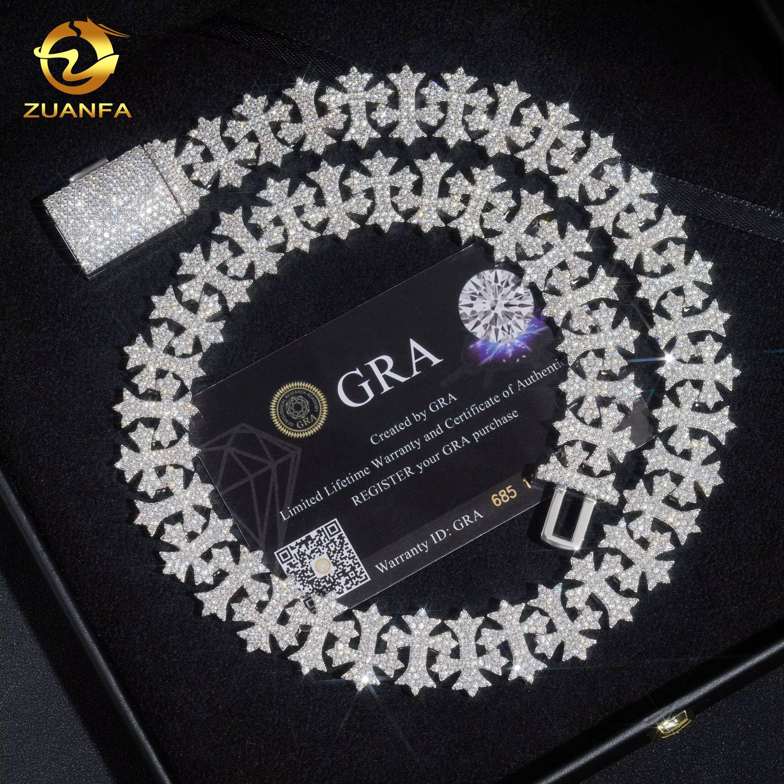 Zuanfa Jewelry Solid 925 Silver 18MM Pass Diamond Tester Iced Out Cross Charm Moissanite Chain for Men