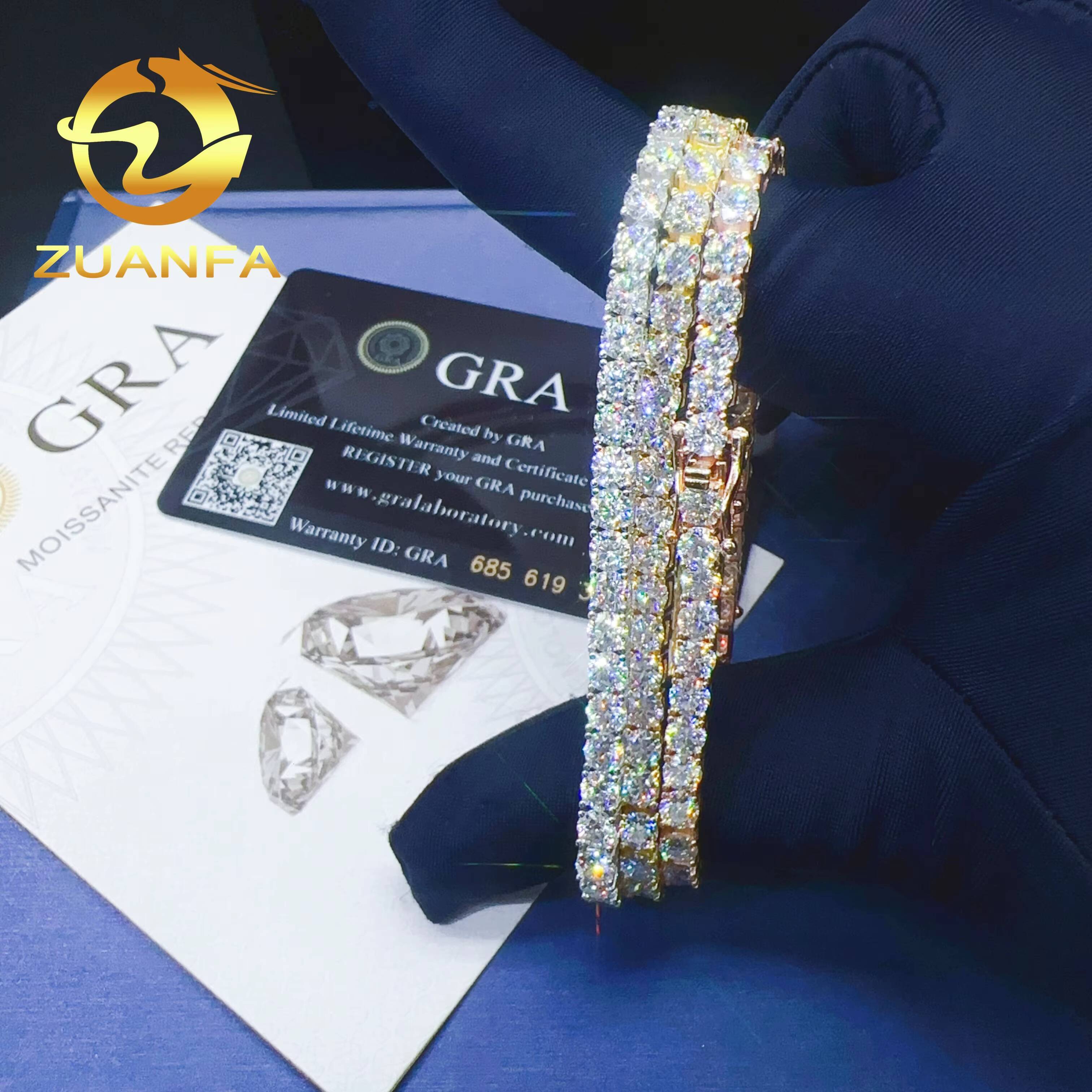 High Quality 925 Sterling Silver Ice Out Bracelet 4mm 65 Moissanite VVS Tennis Chain Bracelet for Men Women