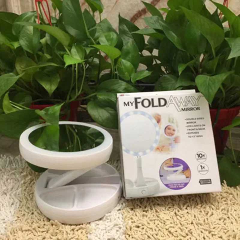 Foldable USB Charging or Battery Led Mirror Makeup White Vanity Cosmetic Mirror with Light 10X Magnifying Table Mirrors M251122