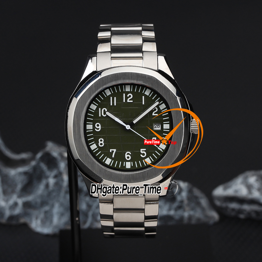 New 40mm 5167/1A-001 A2813 Automatic Mens Watch 5167 Green Texture Dial Stainless Steel Bracelet Gents Sport Watches PTPP PureTime Z13A