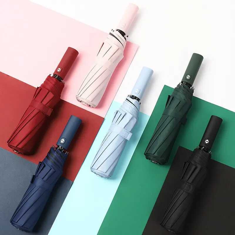 12 Bones Windproof Double Layer Resistant Umbrella Fully Automatic Rain Men Women Luxury Business Male Large Umbrellas ParasolM251122