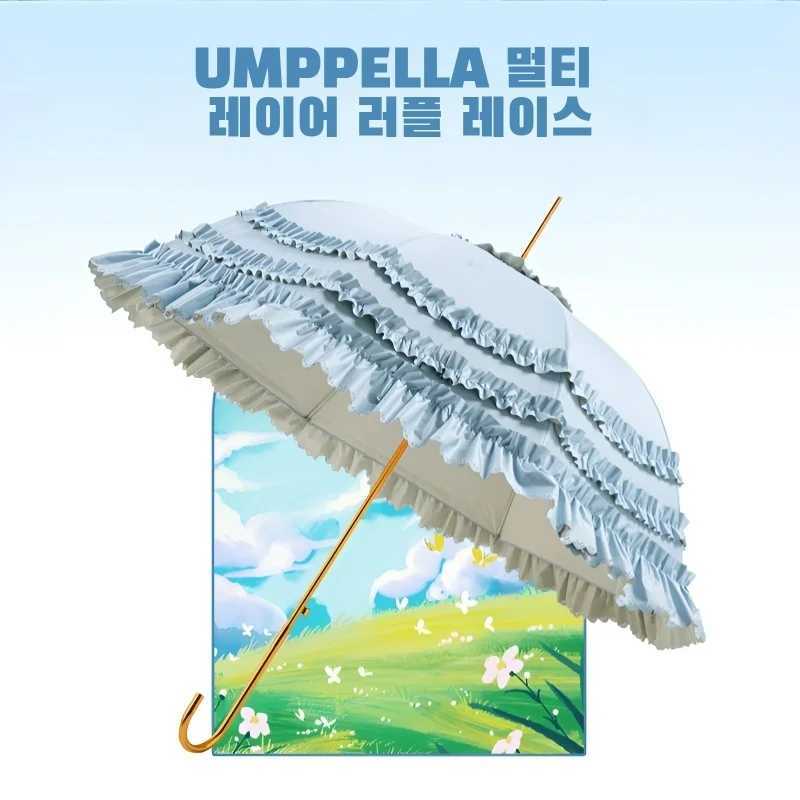 Creative Umbrella Vintage Lace Princess European Wedding Long Handle Red Umbrella Lolita Small Fresh Palace Style UmbrellaM251122