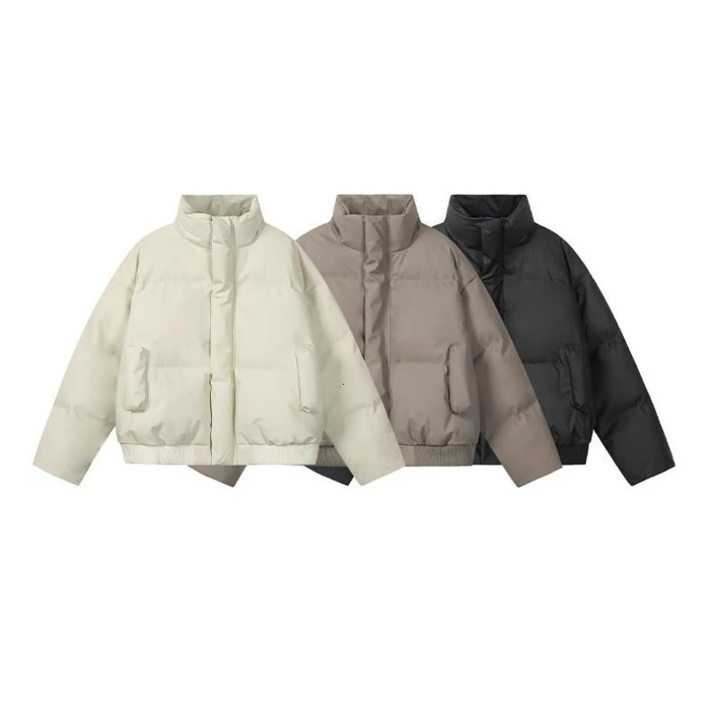 Outdoor WaterResistant Mens Winter Short Puffer Jacket Black KhakiBeige M4XL PU Leather Trim Boxy Cropped Fit 251110