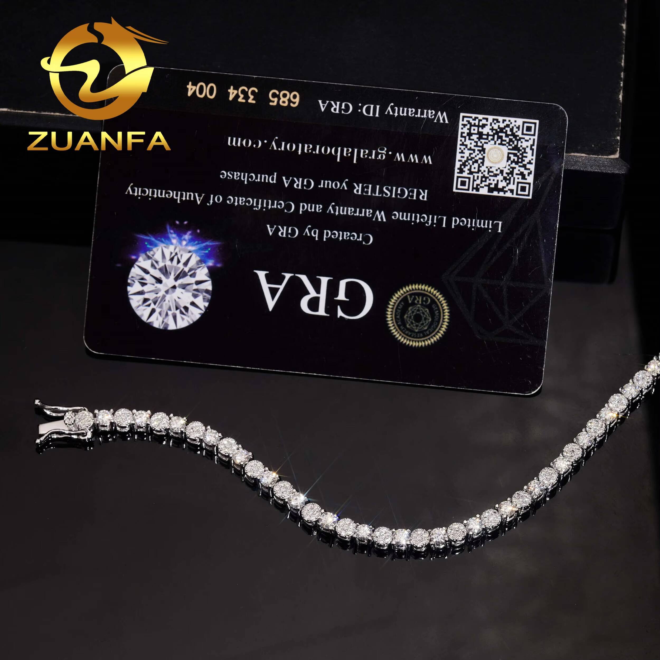 New Design Fashion Jewelry Iced Out 38mm 925 Sterling Silver GRA Certified VVS Moissanite Tennis Bracelet