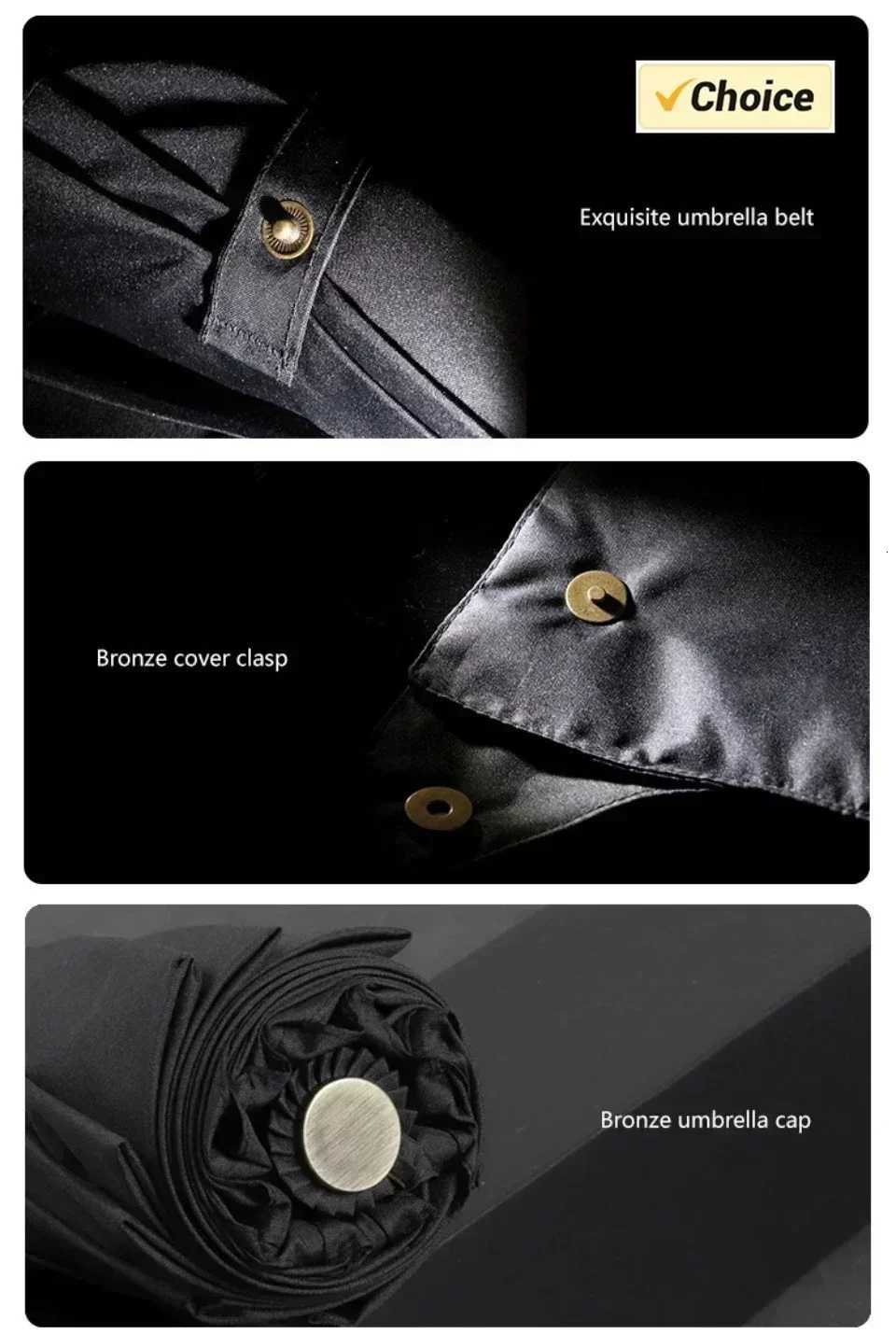 Fully Automatic Wooden Handle Umbrella Men High End Business Folding Umbrella UV Protection Womens Parasol Sunny and Rainy UseM251122