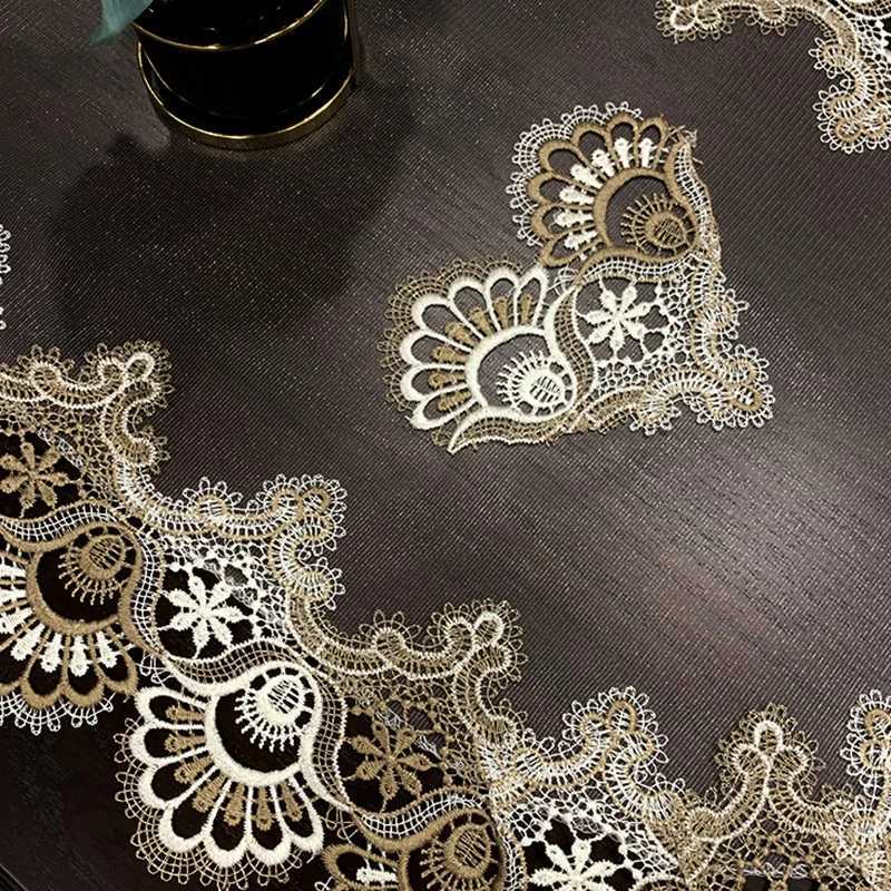 Lace Jacquard Tablecloth Oval Dining Table Placemat American Coffee Table Cloth Embroidered Dust Cover Home Living Room Decor C251122