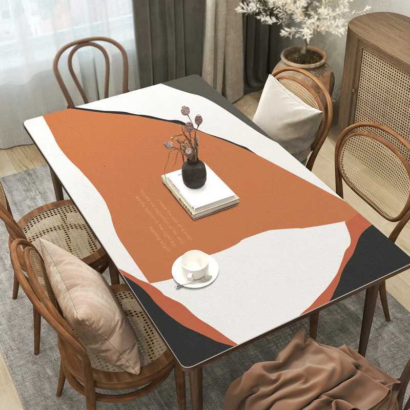 New Wabi Sabi Pu Leather Table Cloth Waterproof Oilproof Table Covers Placemats Luxury Rectangular Table Cover Pad Textile C251122