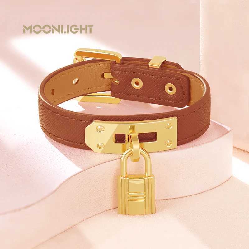 MOONLIGHT Classic Design Golden Lock Bracelets for Women High Quality Adjustable Leather Bracelet Female Jewelry Gifts 2 Colors J251122
