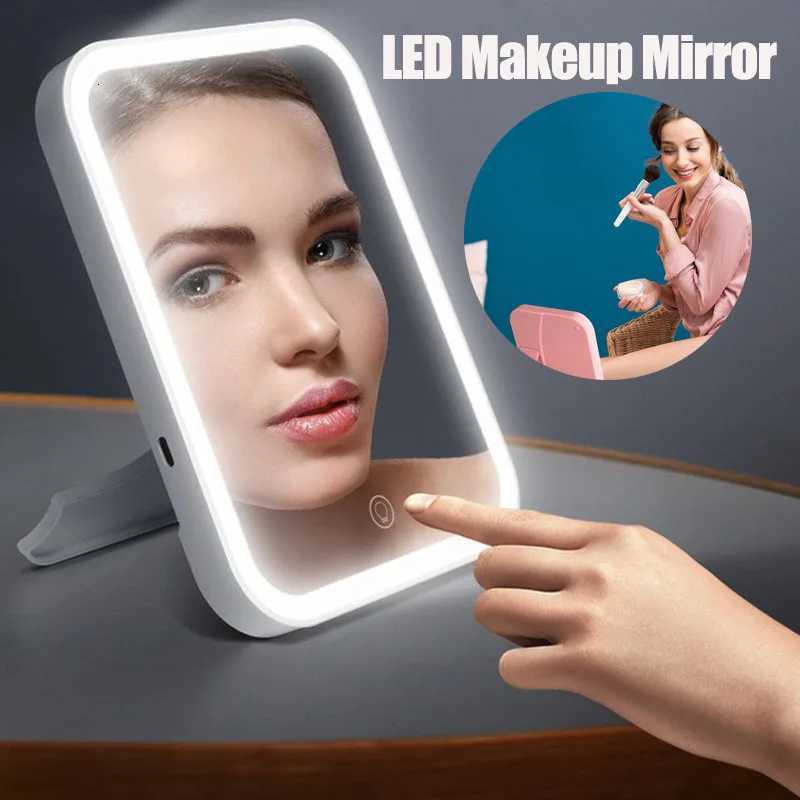 Led Makeup Mirror With Light Touch Screen 3-color Vanity USB Powered Desktop Portable Bathroom Decoration Dressing Table Lamp M251122