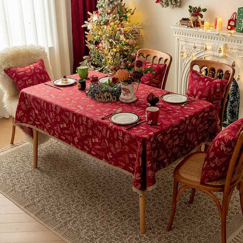 100x140cm Christmas Tablecloth Candy Bells Candles Christmas Tree Multi Elements Seasonal Winter Decoration C251122